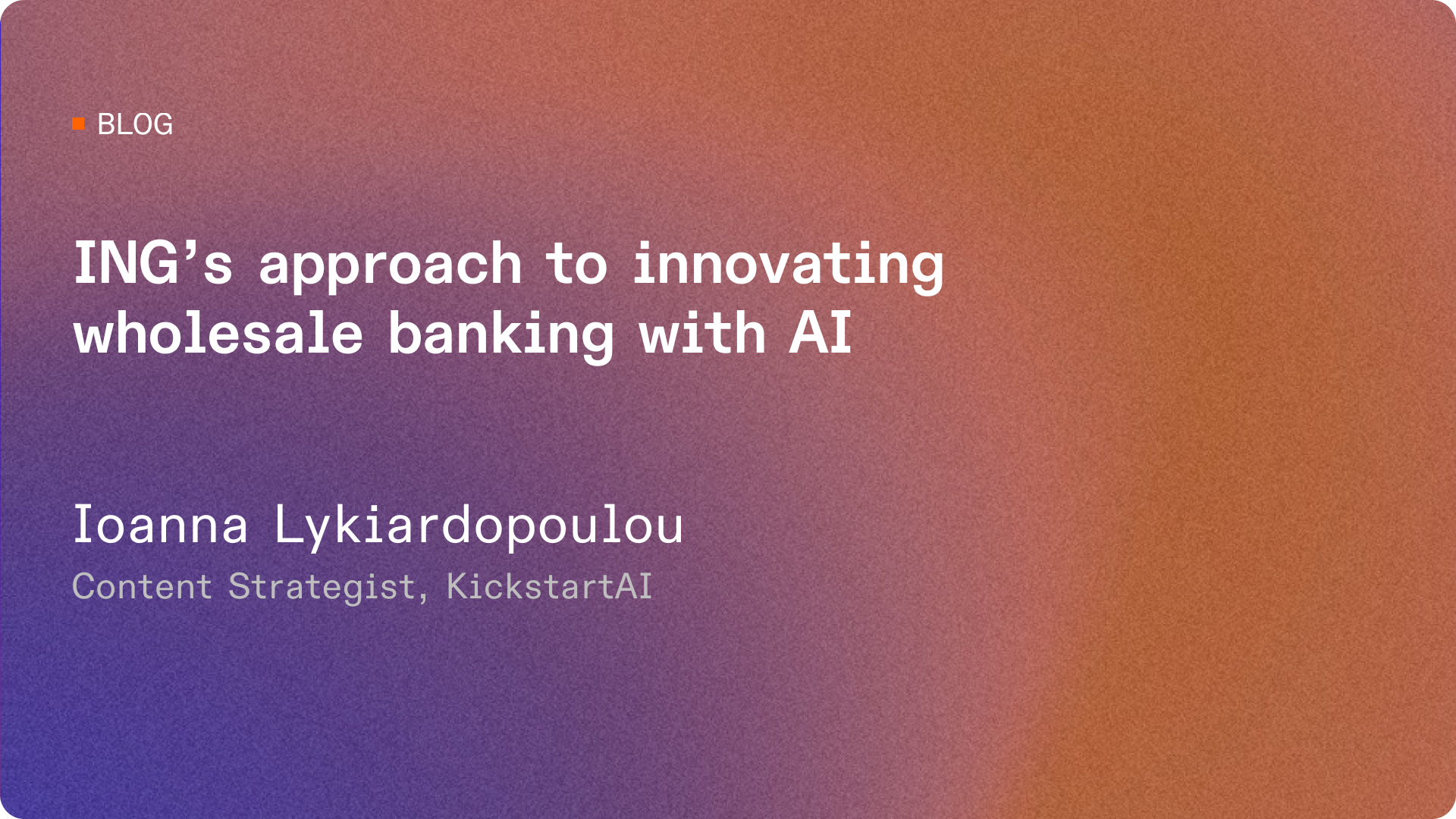 ING wholesale banking AI